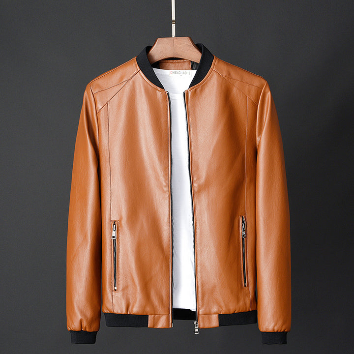 Leather jacket slim men's leather jacket - Image 5