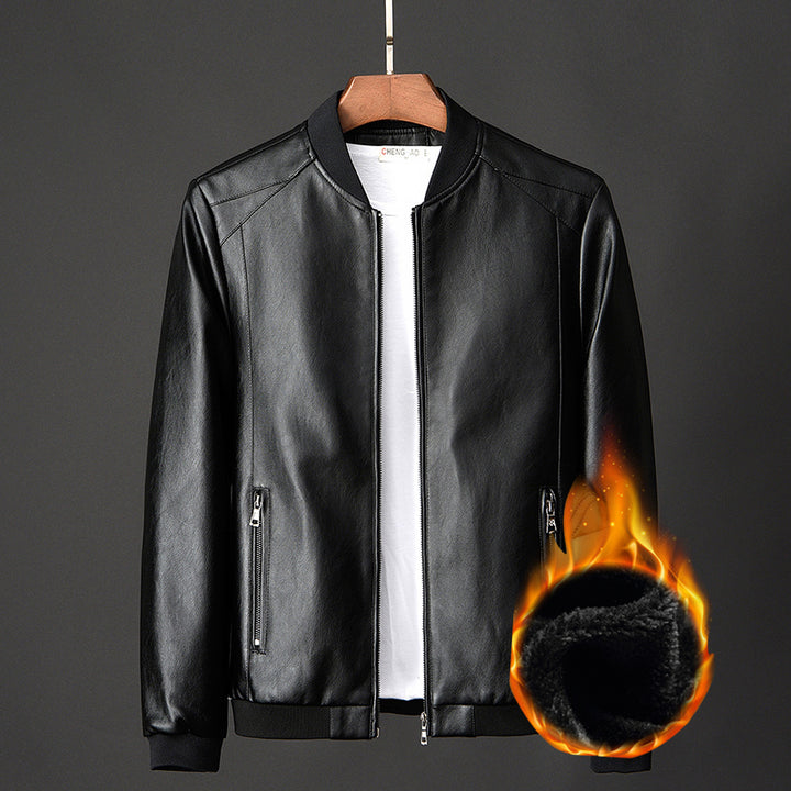 Leather jacket slim men's leather jacket - Image 2